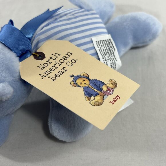 North American Bear Co 9” Rattle Flatopotamus Blue Hippo Plush 1992 NEW with TAG - Picture 3 of 7